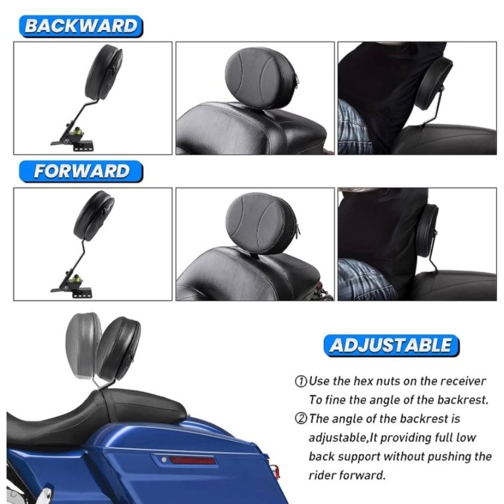 Benlari Adjustable Driver Backrest Rider Backrest Plug-In Backrest Compatible fo - Picture 4 of 9